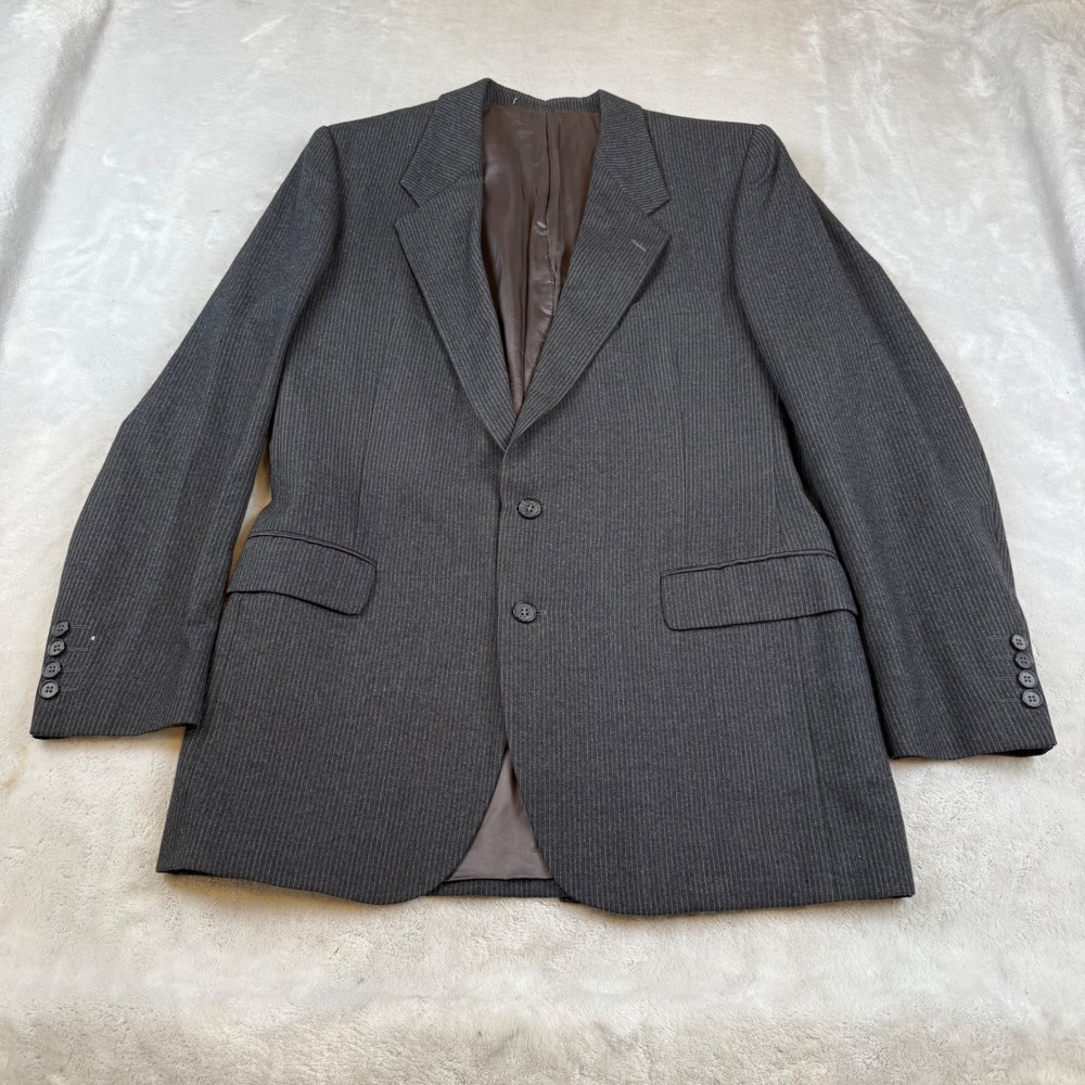 Yves Saint Laurent‎ Mens Pinstripe Wool Blazer Charcoal Grey Vintage Sport Coat